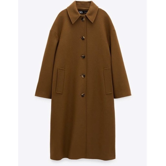 L Zara Monteco Italian Fabric Wool Oversized Coat - Picture 13 of 14